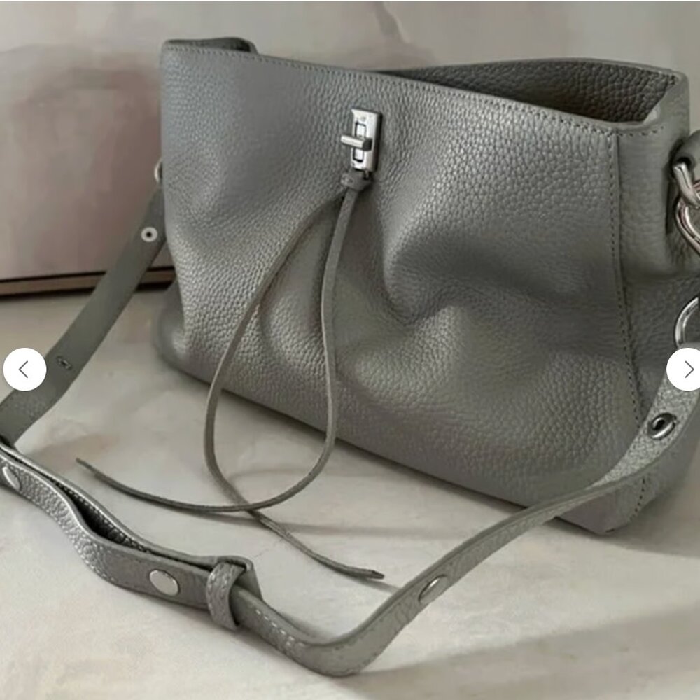 Rebecca Minkoff Darren East/West Leather Shoulder Bag in Dove Gray